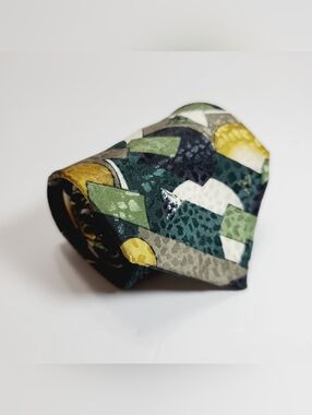 Lorenzo Selini Green Abstract Pattern Men's Neck Tie  58x3.75"